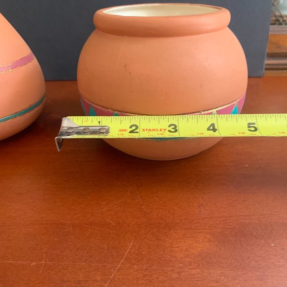 2 Hand crafted Hand Thrown clay Southwest Pottery vase & bowl set, Signed JBL - Picture 12 of 16